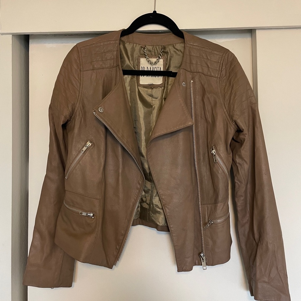 BB Dakota Leather Jacket with Zipper Details